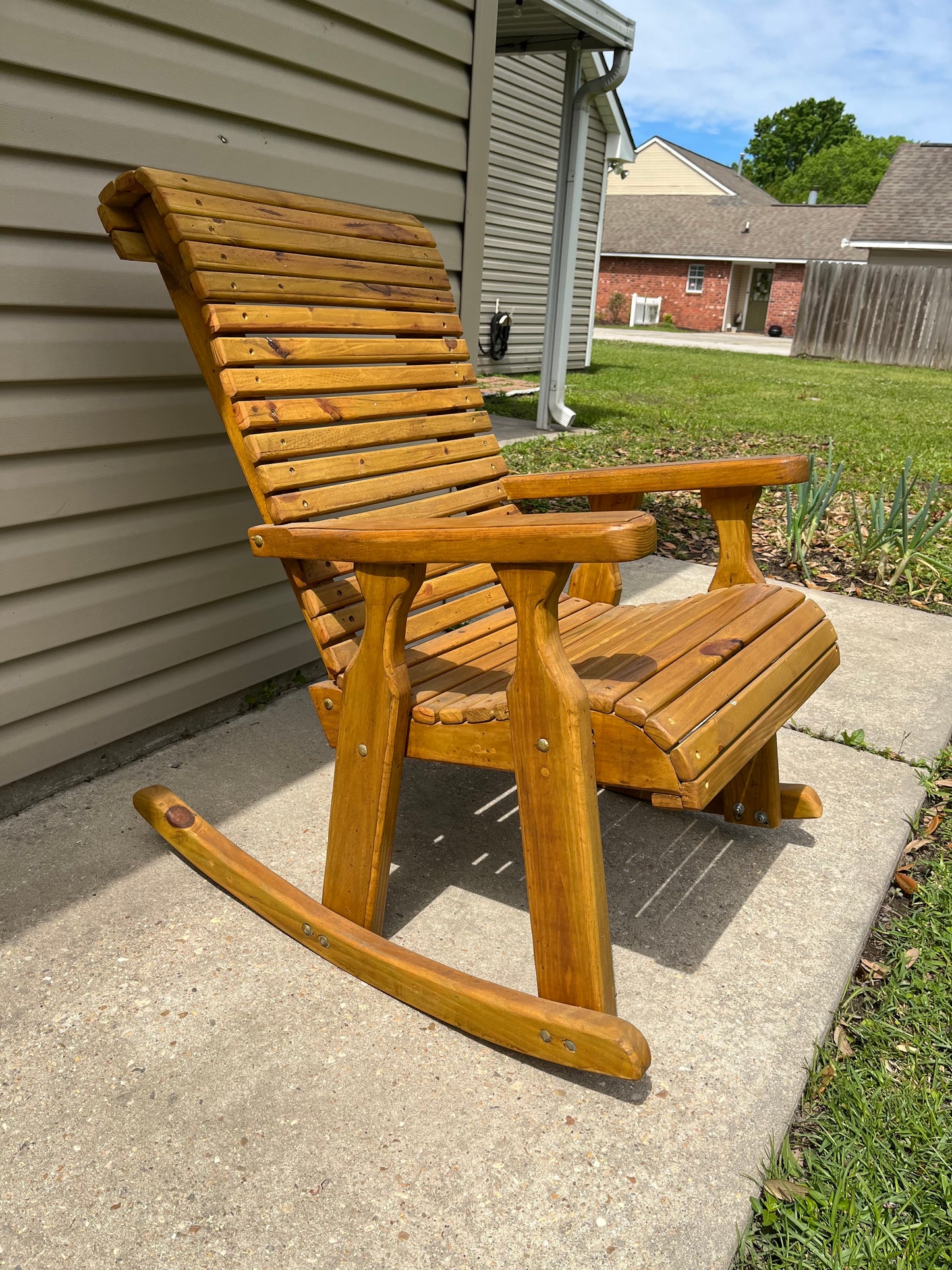 Adult High Back Rocking Chair - Amish Style Rollback Design