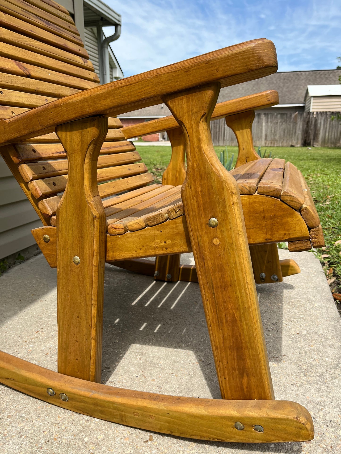 Adult High Back Rocking Chair - Amish Style Rollback Design