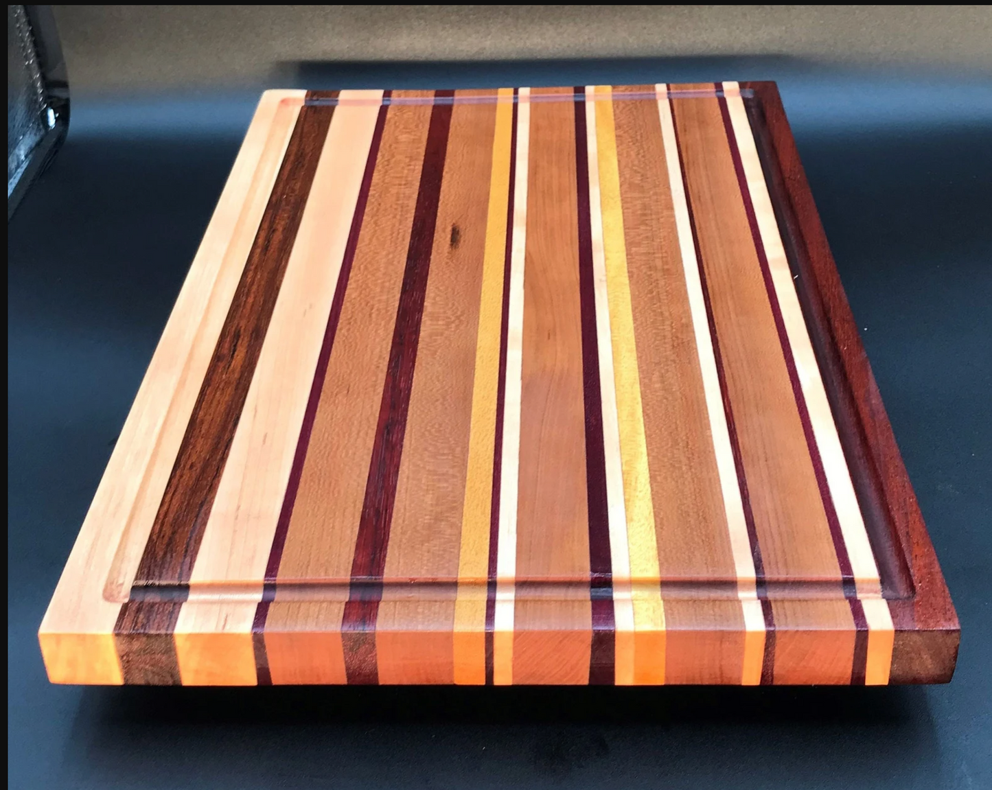 Exotic Edge Grain Cutting Board with Juice Groove