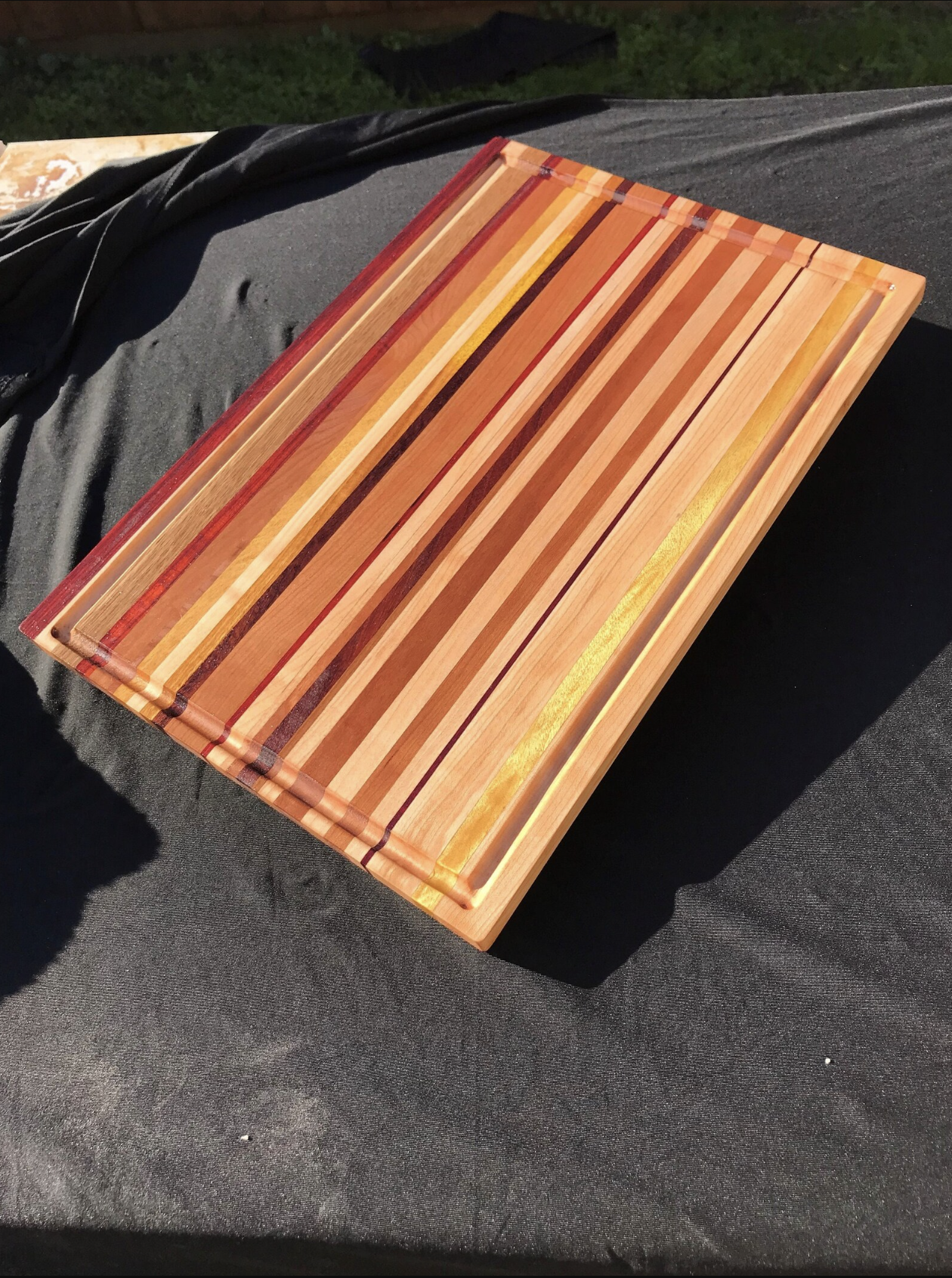 Exotic Edge Grain Cutting Board with Juice Groove