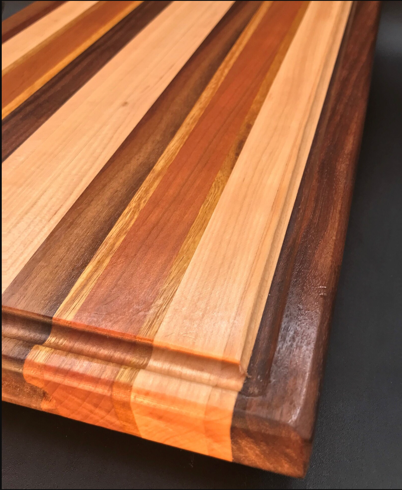 Exotic Edge Grain Cutting Board with Juice Groove